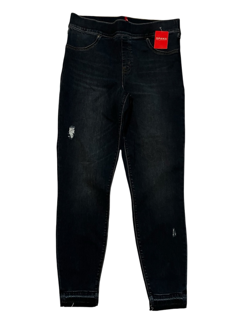 SPANX Large Cropped Blue Skinny High-Rise jeans with Subtle Distress